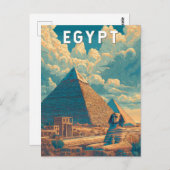 Egypt Illustration Travel Art Vintage ポストカード (正面/裏面)
