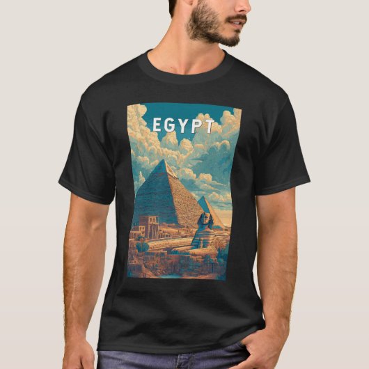 Egypt Illustration Travel Art Vintage Tシャツ (正面)