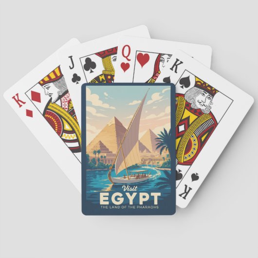 Egypt Pyramid Illustration Travel Art Vintage トランプ (裏面)
