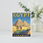Egypt Pyramids Vintage Car Retro ポストカード (スタンド正面)