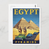 Egypt Pyramids Vintage Car Retro ポストカード (正面/裏面)
