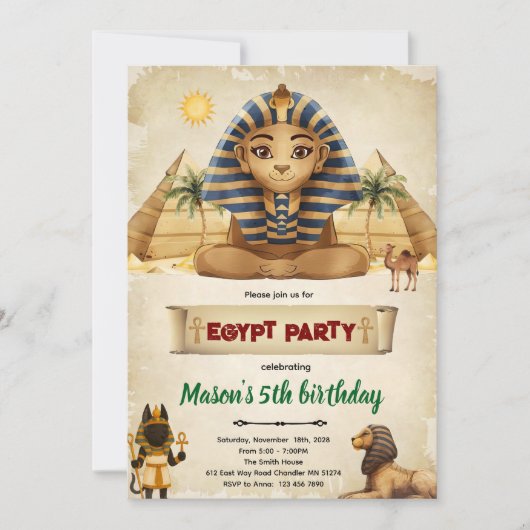 Egypt theme party invitation 招待状 (正面)