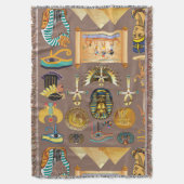 Egyptian Ancient Hieroglyphic Pattern Symbol スローブランケット (正面縦)