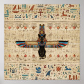 Egyptian Cat - Bastet on papyrus ポスター (正面)