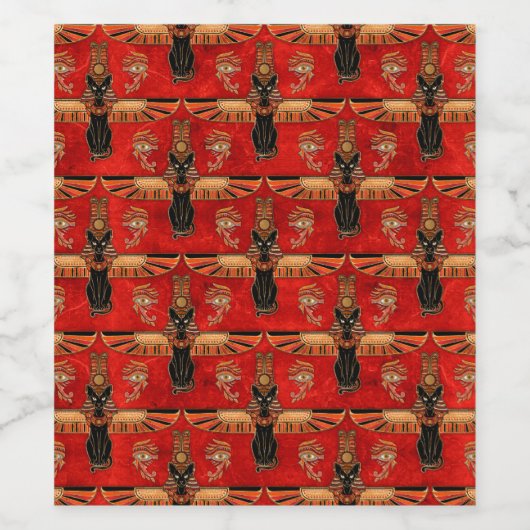 Egyptian Cats and Eye of Horus pattern ワインラベル (シングルラベル)