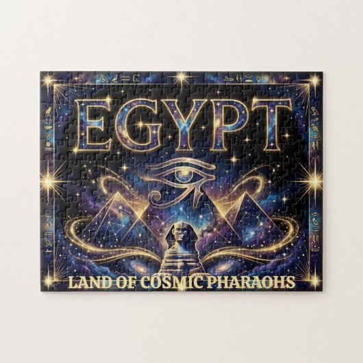 Egyptian Eye of Horus Cosmic Pyramid Art ジグソーパズル (横)