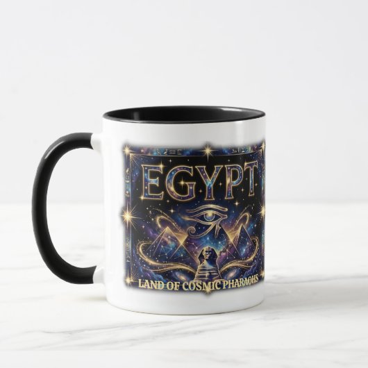Egyptian Eye of Horus Cosmic Pyramid Art マグカップ (左)