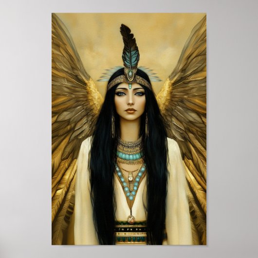 Egyptian Goddess Maat Fantasy Art ポスター (正面)
