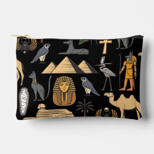  Egyptian Hieroglyphic Symbol Pattern Background   アクセサリーポーチ (正面)