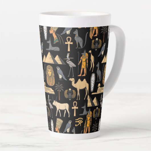  Egyptian Hieroglyphic Symbol Pattern Background   カフェラテマグ (右アングル)