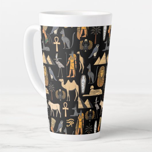  Egyptian Hieroglyphic Symbol Pattern Background   カフェラテマグ (左アングル)