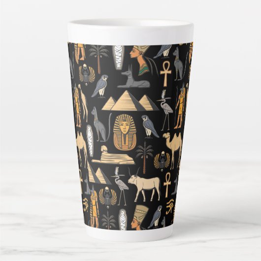  Egyptian Hieroglyphic Symbol Pattern Background   カフェラテマグ (正面)