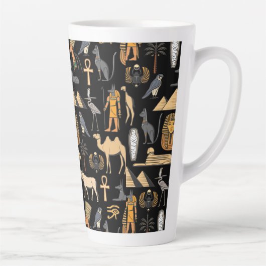 Egyptian Hieroglyphic Symbol Pattern Background   カフェラテマグ (右)