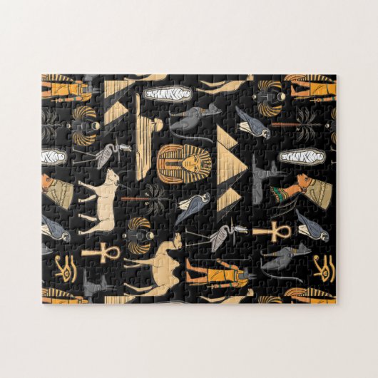  Egyptian Hieroglyphic Symbol Pattern Background   ジグソーパズル (横)