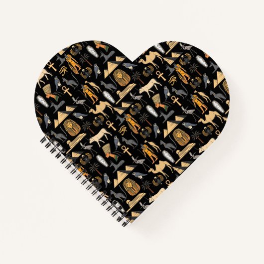  Egyptian Hieroglyphic Symbol Pattern Background   ノートブック (正面)