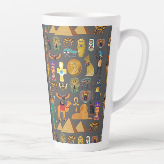 Egyptian Hieroglyphic Symbol Pattern pharaoh      カフェラテマグ (右)