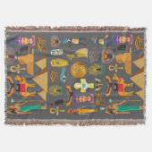 Egyptian Hieroglyphic Symbol Pattern pharaoh      スローブランケット (正面)