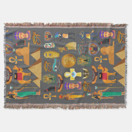 Egyptian Hieroglyphic Symbol Pattern pharaoh      スローブランケット