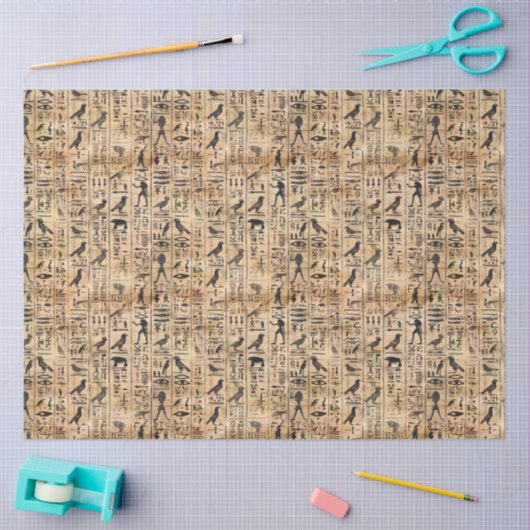 Egyptian hieroglyphics Birds Pattern 2 薄葉紙 (クラフト)