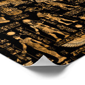 Egyptian hieroglyphs and Gods gold and black ポスター (角)