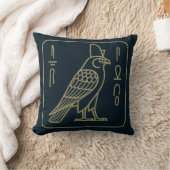 Egyptian Horus Falcon Ancient Hieroglyph Decor クッション (ブランケット)