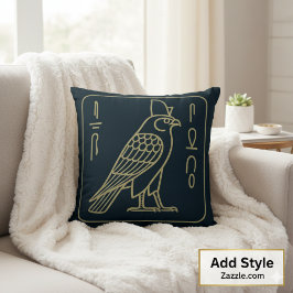 Egyptian Horus Falcon Ancient Hieroglyph Decor クッション