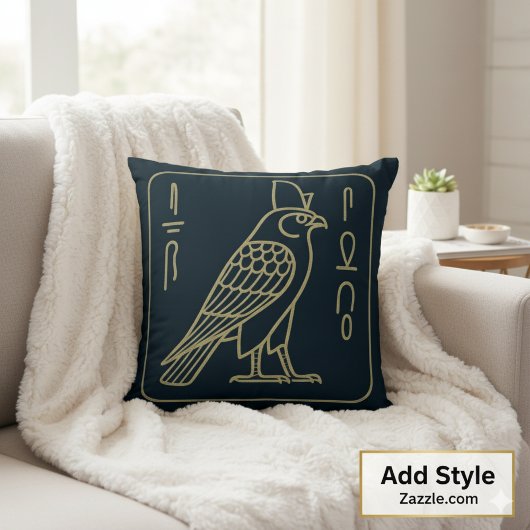 Egyptian Horus Falcon Ancient Hieroglyph Decor クッション