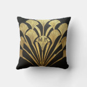 Egyptian Inspired Black and Gold Art Deco 16 x 16 クッション (裏面)