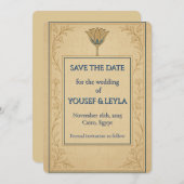 Egyptian Lotus金ゴールド日付カードの保存 セーブザデート (正面/裏面)