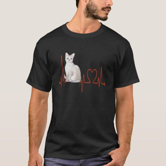 Egyptian Ma My Heartbeat EKG Cat Mom Cat Dad Cat Tシャツ (正面)