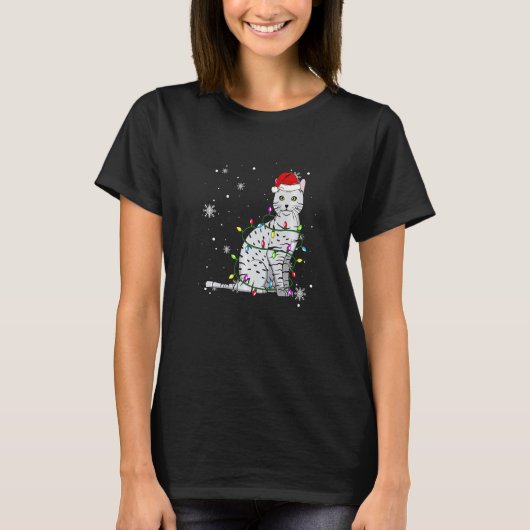 Egyptian Mau Cat Christmas Lights Christmas Cat Sa Tシャツ (正面)