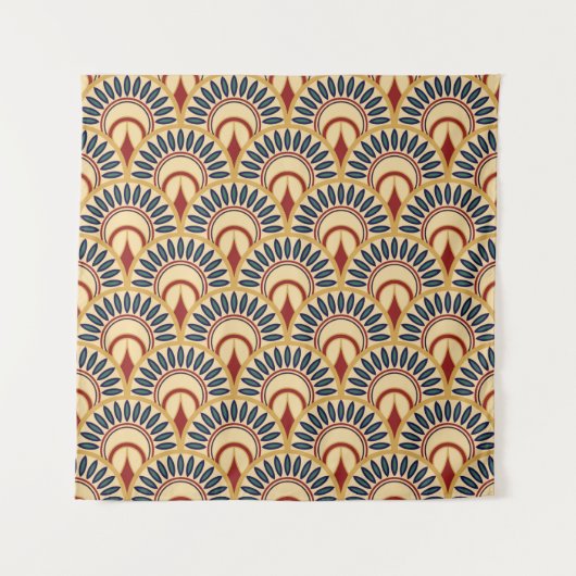Egyptian Motif Fish Scales Seamless Pattern タペストリー (正面)