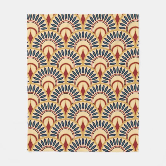 Egyptian Motif Fish Scales Seamless Pattern フリースブランケット (正面)
