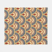 Egyptian Motif Fish Scales Seamless Pattern フリースブランケット (正面(横))