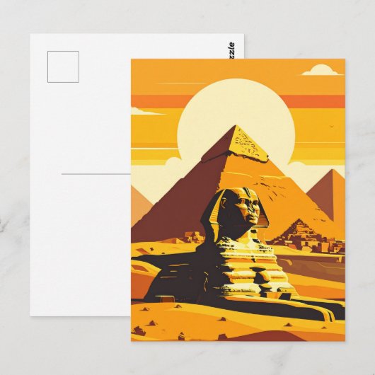 Egyptian Pyramids and Sphinx Vintage ポストカード (正面/裏面)