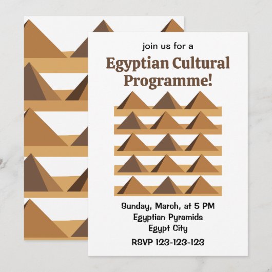 Egyptian Pyramids Pattern Cultural Programme  招待状 (正面/裏面)