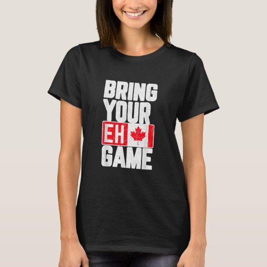 Ehゲームのカナダ国旗を持って来る Tシャツ (正面)