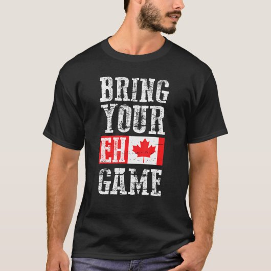 Ehゲームを持って来るカナダ国旗のカナダのチーム Tシャツ (正面)