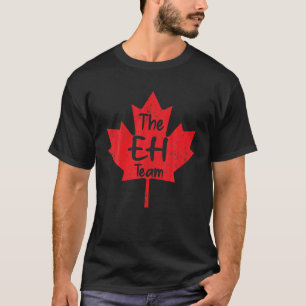 Ehチームおもしろいメープルリーフカナダ国旗Happy C Tシャツ