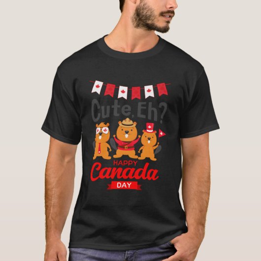 Ehハッピーカナダの日のフラグの着地 Tシャツ (正面)