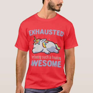 Ehausted From Being Awesome Lazy Unicorn Gift vint Tシャツ