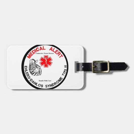 Ehlers Danlosのタイプ3医学警報 ラゲッジタグ (正面横)