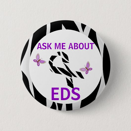 Ehlers-Danlos EDSの認識度のリボンについて私に尋ねて下さい 缶バッジ (正面)
