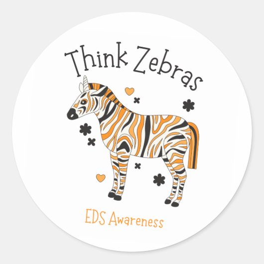 Ehlers Danlos Syndrome Awareness Zebra Sticker ラウンドシール (正面)