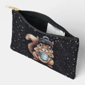 Eichhörnchen mit Tasse und Schnee „Stay Warm“ アクセサリーポーチ (見開き)