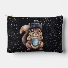Eichhörnchen mit Tasse und Schnee „Stay Warm“ アクセサリーポーチ