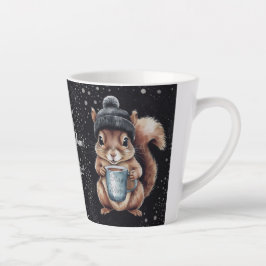 Eichhörnchen mit Tasse und Schnee „Stay Warm“ カフェラテマグ