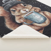 Eichhörnchen mit Tasse und Schnee „Stay Warm“ シェルパブランケット (3/4)