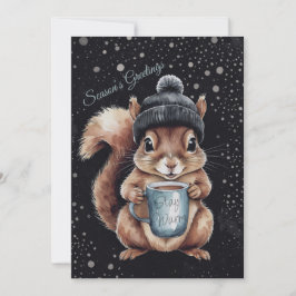 Eichhörnchen mit Tasse und Schnee „Stay Warm“  シーズンカード