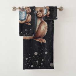 Eichhörnchen mit Tasse und Schnee „Stay Warm“ バスタオルセット